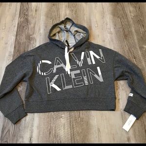 Calvin Klein Cropped Hoodie NWT Gray Size Large